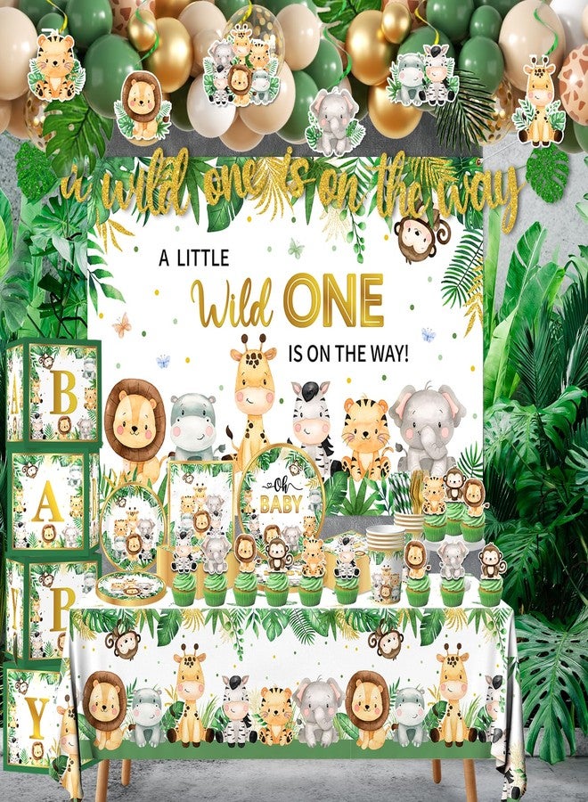 Bezkega Safari Baby Shower Decorations,262pcs Wild Birthday Decorations Jungle Baby Shower Decorations Plates and Napkin Cups Backdrop Banner Tablecloth Balloons Garland Boxes,Serves 20 - Image 4